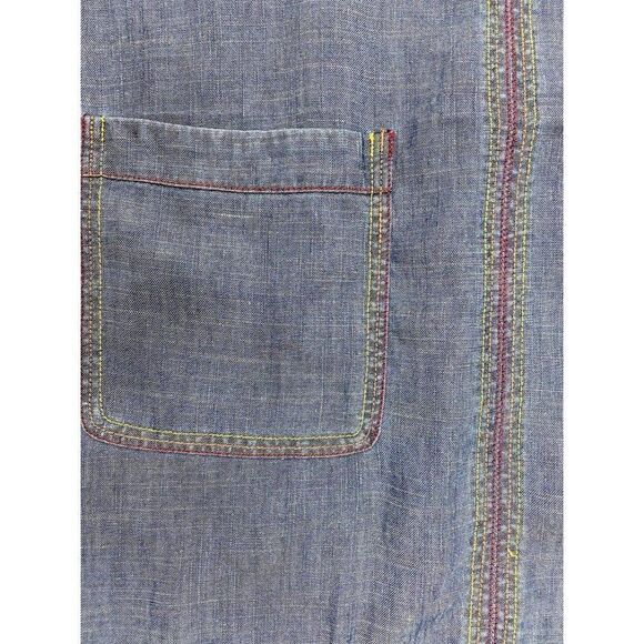 Trina Turk Shift Dress S Blue Chambray Frayed-Hem - Picture 6 of 9